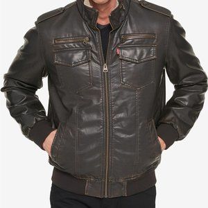 Levi's Sherpa-Lined Faux-Leather Bomber Jacket